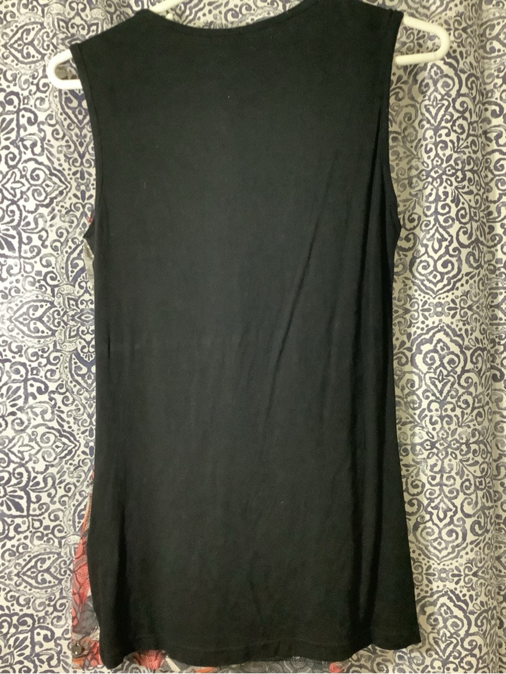 Draped Cowl Neck Overlay Top in Coral, Black & Cream - Picture 3 of 7
